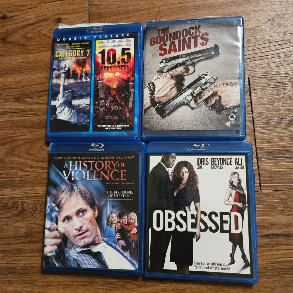 Lot of 4 Blue-Ray DVD 5 Action Movies - Boondock Saints, History of‎ Violence